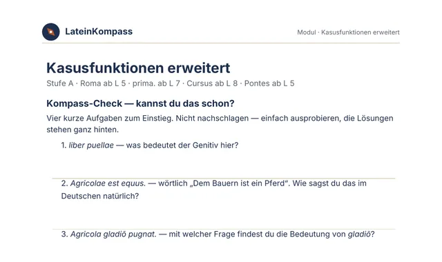 Beispielseite aus dem Lern-PDF „Kasusfunktionen erweitert“